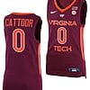 Hunter Cattoor Jersey Virginia Tech Hokies College Basketball Away Maroon #0