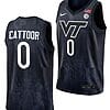 Hunter Cattoor Jersey Virginia Tech Hokies College Basketball Swingman Black #0