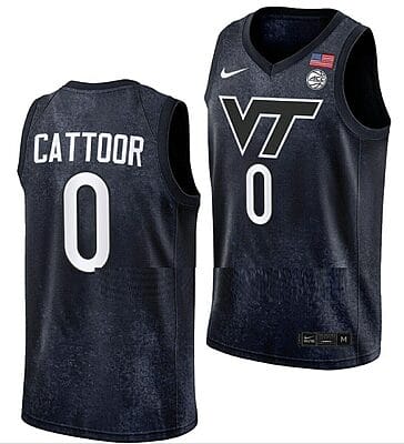 Hunter Cattoor Jersey Virginia Tech Hokies College Basketball Swingman Black #0