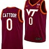 Hunter Cattoor Jersey Virginia Tech Hokies College Basketball Swingman Maroon #0