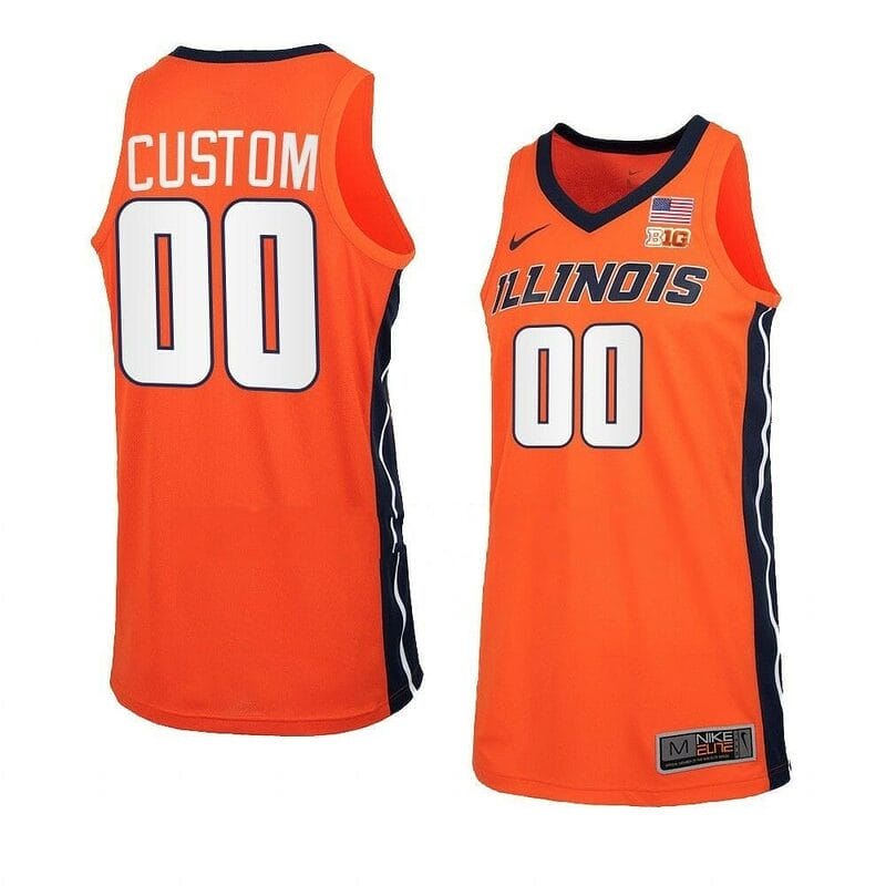 Illinois Fighting Illini Jersey Custom Ncaa Basketball Jerseys Name and Number Orange Black