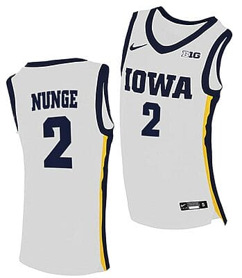 Jack Nunge Jersey Iowa Hawkeyes College Basketball White #2 10 Jack Nunge Jersey Iowa Hawkeyes College Basketball White #2