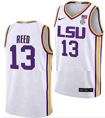 Jalen Reed Jersey LSU Tigers College Basketball Limited White #13