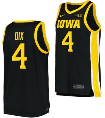 Josh Dix Jersey Iowa Hawkeyes College Basketball Black #4 10 Josh Dix Jersey Iowa Hawkeyes College Basketball Black #4