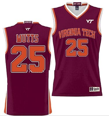 Justyn Mutts Jersey Virginia Tech Hokies College Basketball NIL Pick-A-Player Maroon #25