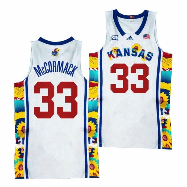 Kansas Jayhawks #33 David McCormack Jersey 2022 Sunflower Showdown White Basketball Jerseys 6 Kansas Jayhawks #33 David McCormack Jersey 2022 Sunflower Showdown White Basketball Jerseys