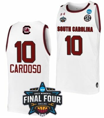 Kamilla Cardoso Jersey South Carolina Gamecocks College Basketball 2023 NCAA Final Four Garnet White #10 6 Kamilla Cardoso Jersey South Carolina Gamecocks College Basketball 2023 NCAA Final Four Garnet White #10