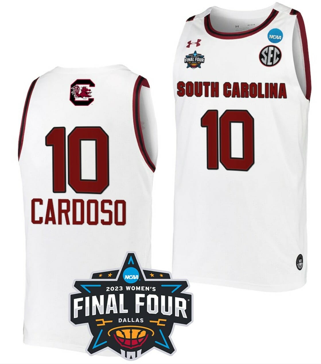 Kamilla Cardoso Jersey South Carolina Gamecocks College Basketball 2023 NCAA Final Four Garnet White #10 1 Kamilla Cardoso Jersey South Carolina Gamecocks College Basketball 2023 NCAA Final Four Garnet White #10