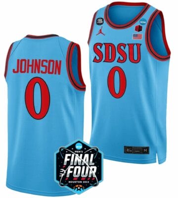 Keshad Johnson Jersey San Diego State Aztecs College Basketball 2023 NCAA Final Four Blue #0 6 Keshad Johnson Jersey San Diego State Aztecs College Basketball 2023 NCAA Final Four Blue #0