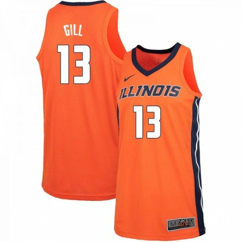 Illinois Fighting Illini Kendall Gill Jersey #13 Stitch Orange College Basketball Jerseys