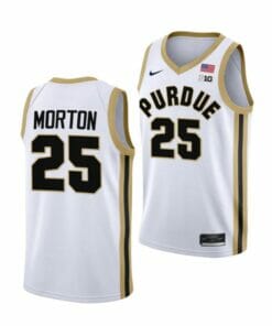 Men's #25 Ethan Morton Jersey Purdue Boilermakers College Basketball Jerseys White