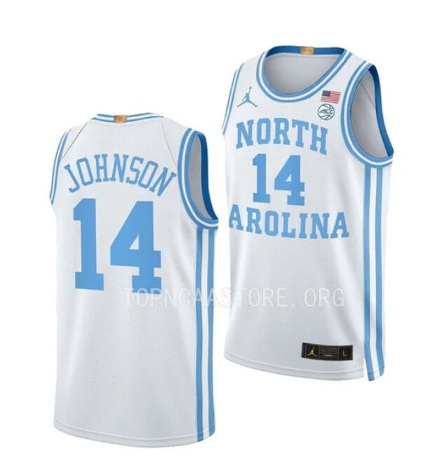 Men's #14 Puff Johnson Jersey North Carolina Tar Heels College Basketball Jerseys 2 Men's #14 Puff Johnson Jersey North Carolina Tar Heels College Basketball Jerseys White Elite