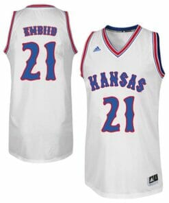 Christian Joel Embiid #21 Kansas Jayhawks White Retro NCAA College Basketball