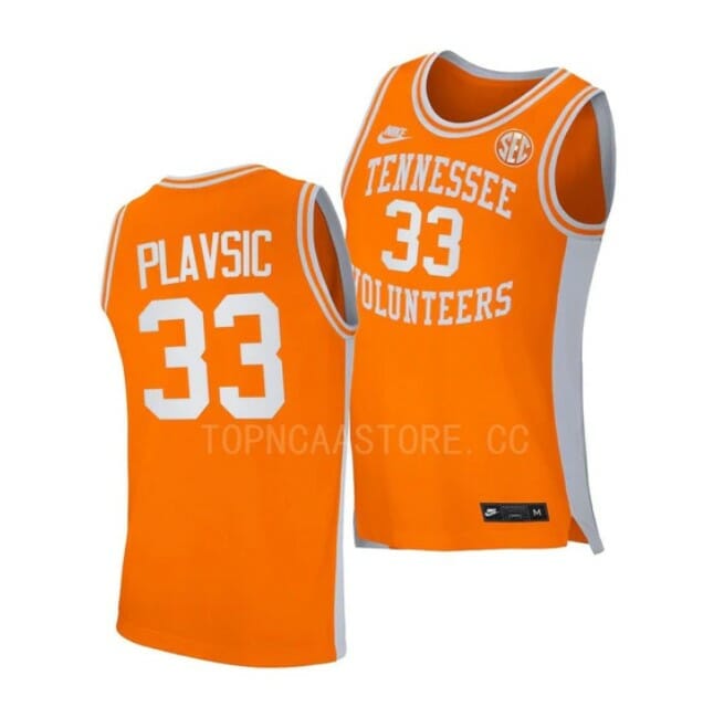 Men's #33 Uros Plavsic Jersey Tennessee Volunteers College Basketball Jerseys 1 Men's #33 Uros Plavsic Jersey Tennessee Volunteers College Basketball Jerseys Orange Retro