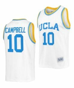 Men's #10 Tyger Campbell Jersey UCLA Bruins College Basketball Jerseys White Commemorative