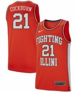 Illinois Fighting Illini Kofi Cockburn Jersey #21 Official Retro Orange College Basketball Jerseys