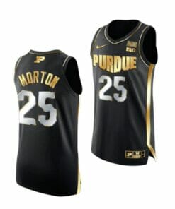 Men's #25 Ethan Morton Jersey Purdue Boilermakers College Basketball Jerseys Black Gold