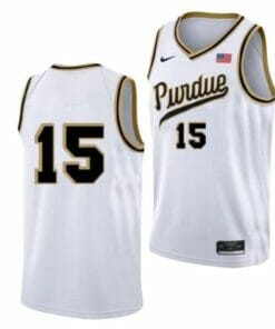 Men's #15 Zach Edey Jersey Purdue Boilermakers College Basketball Jerseys White No Name
