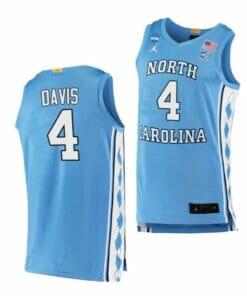 Men's #4 RJ Davis Jersey North Carolina Tar Heels College Basketball Jerseys Blue