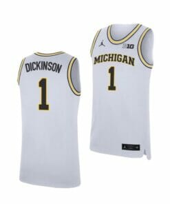 Men's #1 Hunter Dickinson Jersey Michigan Wolverines College Basketball Jerseys White