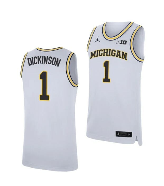 Men's #1 Hunter Dickinson Jersey Michigan Wolverines College Basketball Jerseys 8 Men's #1 Hunter Dickinson Jersey Michigan Wolverines College Basketball Jerseys White
