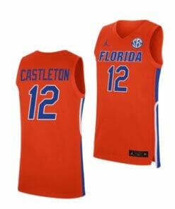 Men's #12 Colin Castleton Jersey Florida Gators College Basketball Jerseys Orange