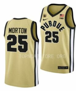 Men's #25 Ethan Morton Jersey Purdue Boilermakers College Basketball Jerseys Gold