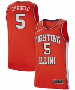 Men Fighting Illini #5 Andre Curbelo Basketball Jersey Retro Orange Alumni