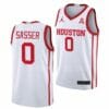 Men's #0 Marcus Sasser Jersey Houston Cougars College Basketball Jerseys White Home