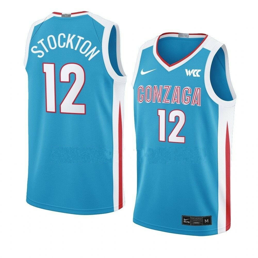 Men's #12 John Stockton Jersey Gonzaga Bulldogs College Basketball Jerseys Blue 1 Men's #12 John Stockton Jersey Gonzaga Bulldogs College Basketball Jerseys Blue
