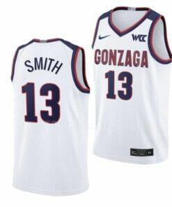 Men's #13 Malachi Smith Jersey Gonzaga Bulldogs College Basketball Jerseys White