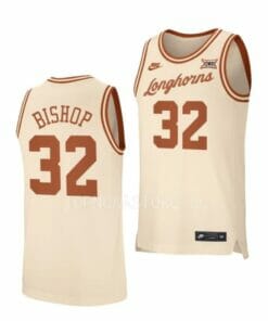 Men's #32 Christian Bishop Jersey Texas Longhorns College Basketball Jerseys Cream