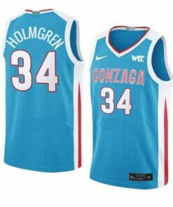 Men's #34 Chet Holmgren Jersey Gonzaga Bulldogs College Basketball Jerseys Blue