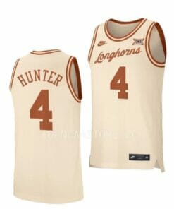 Men's #4 Tyrese Hunter Jersey Texas Longhorns College Basketball Jerseys Cream