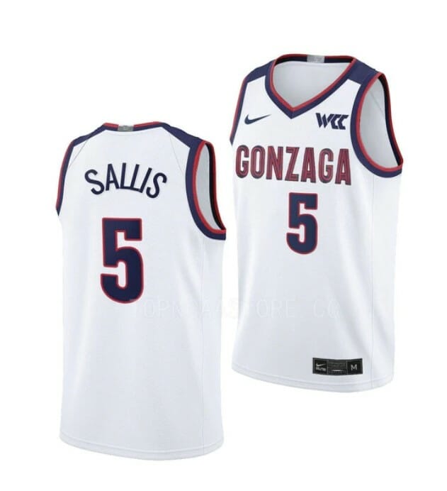 Men's #5 Hunter Sallis Jersey Gonzaga Bulldogs College Basketball Jerseys 2 Men's #5 Hunter Sallis Jersey Gonzaga Bulldogs College Basketball Jerseys White
