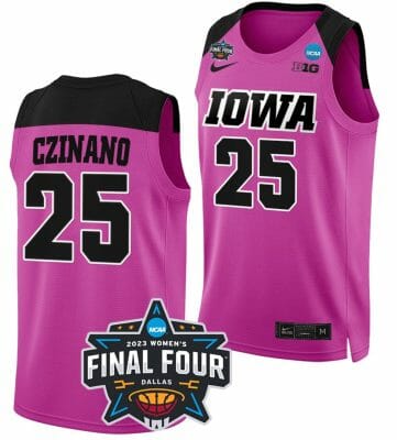 Monika Czinano Jersey Iowa Hawkeyes College Basketball 2023 NCAA Final Four Pink #25