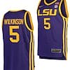 Mwani Wilkinson Jersey LSU Tigers College Basketball Purple #5 7 Mwani Wilkinson Jersey LSU Tigers College Basketball Purple #5