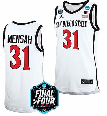 Nathan Mensah Jersey San Diego State Aztecs College Basketball 2023 NCAA Final Four White #31