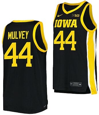 Riley Mulvey Jersey Iowa Hawkeyes College Basketball Black #44 10 Riley Mulvey Jersey Iowa Hawkeyes College Basketball Black #44