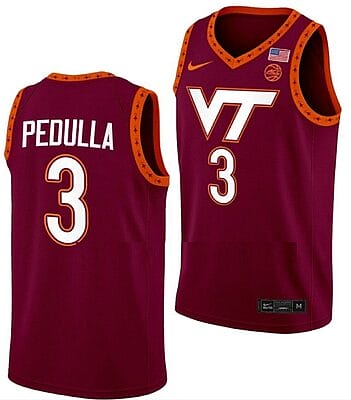 Sean Pedulla Jersey Virginia Tech Hokies College Basketball Swingman Maroon #3