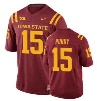 Brock Purdy Jersey Iowa State NCAA College Football Red #15 10 Brock Purdy Iowa State Jersey NCAA College Football Red