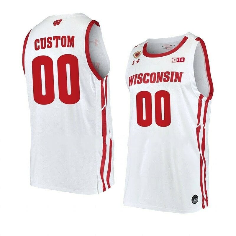Wisconsin Badgers Jersey Custom College Basketball Jerseys Name and Number 10 Wisconsin Badgers Jersey Custom College Basketball Jerseys Name and Number White
