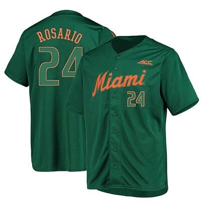 Alejandro Rosario Jersey Miami Hurricanes Baseball NCAA College Green Alumni #24