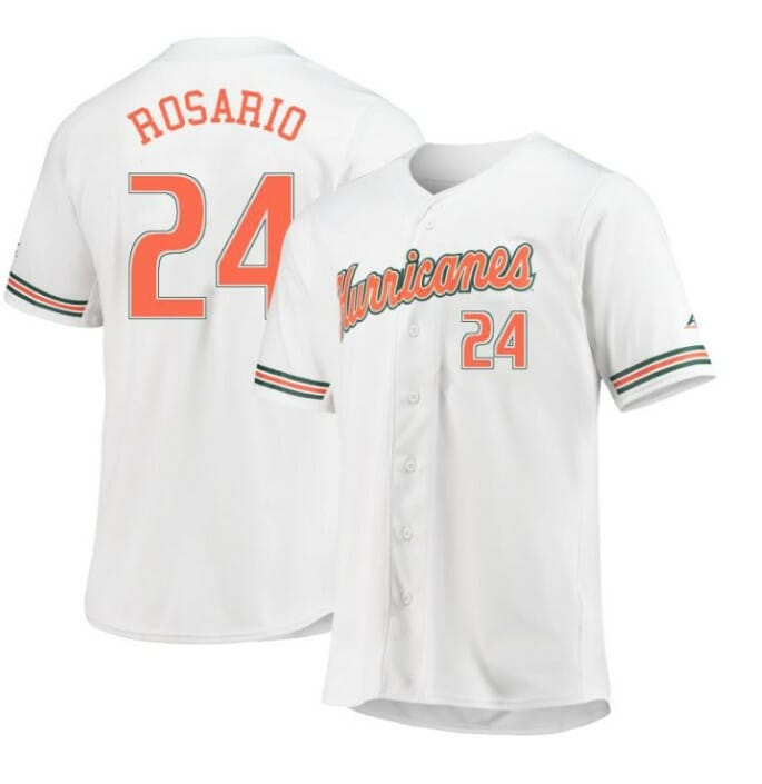 Alejandro Rosario Jersey Miami Hurricanes Baseball NCAA College White Alumni #24 1 Alejandro Rosario Jersey Miami Hurricanes Baseball NCAA College White Alumni #24