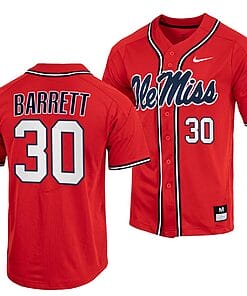 Aaron Barrett Jersey Ole Miss Rebels College Baseball Red #30