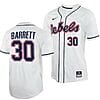 Aaron Barrett Jersey Ole Miss Rebels College Baseball White #30