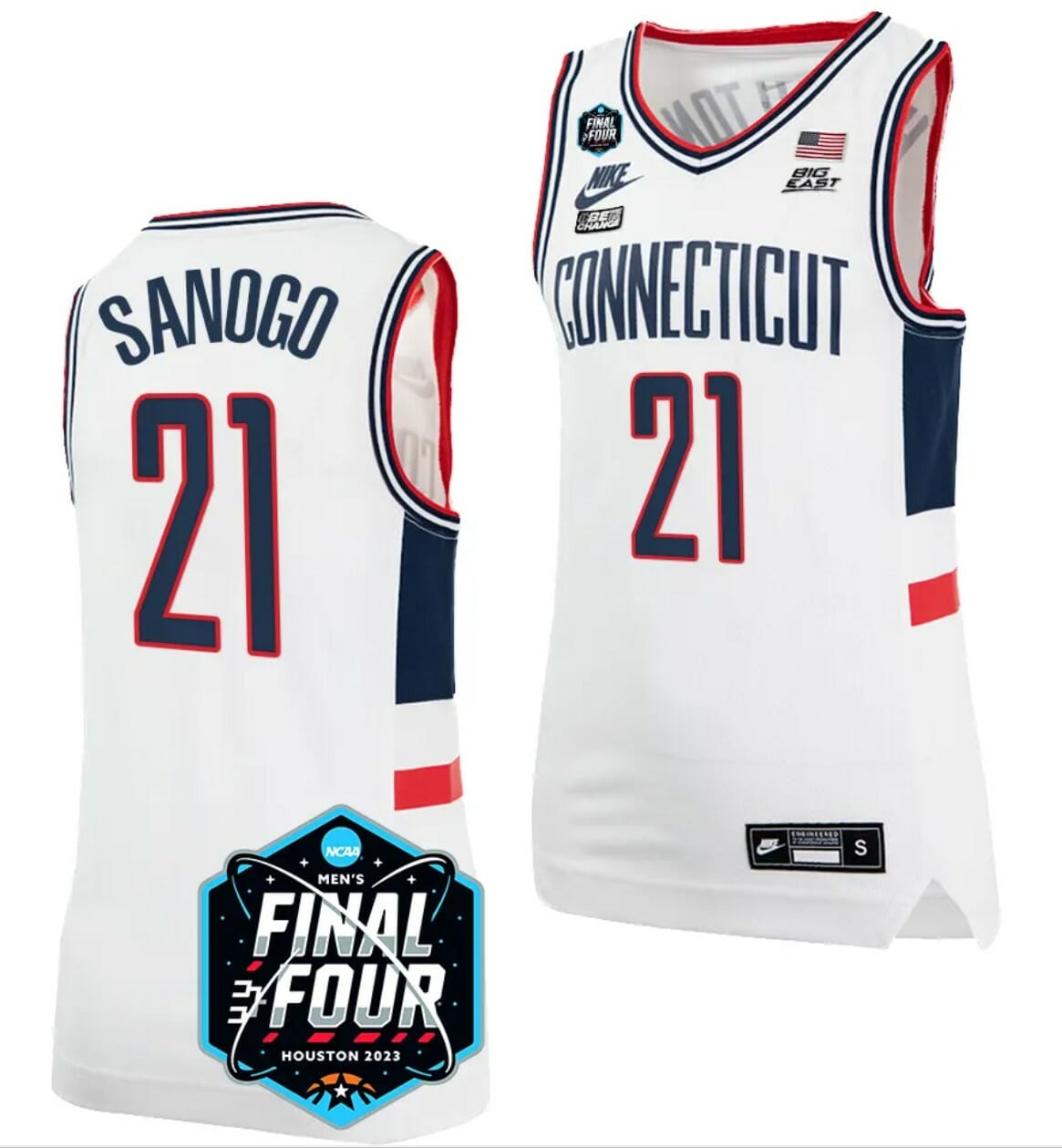Adama Sanogo Jersey UConn Huskies 2023 NCAA National Championship March Madness White #21 8 Adama Sanogo Jersey UConn Huskies 2023 NCAA National Championship March Madness White #21