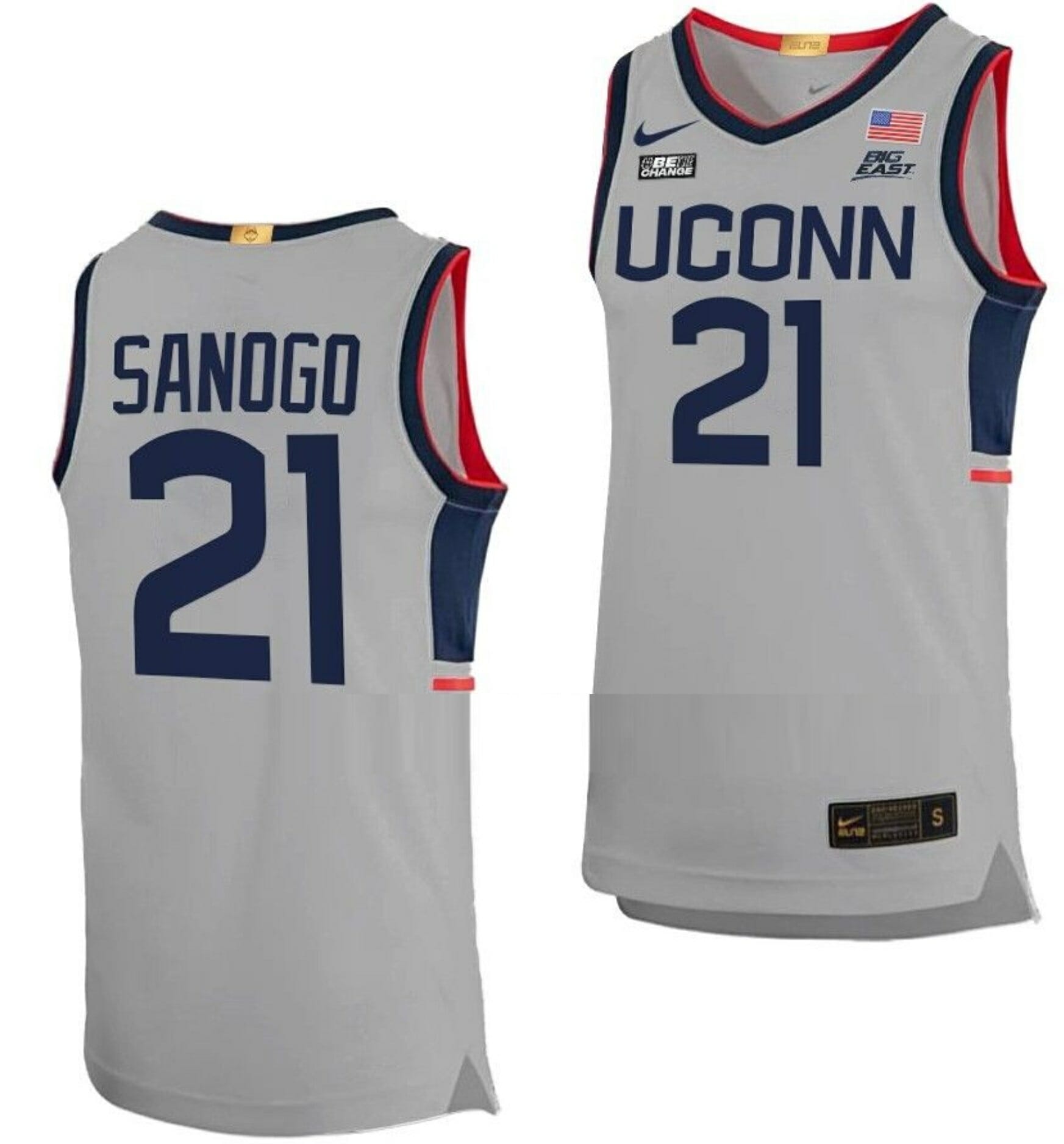 Adama Sanogo Jersey UConn Huskies College Basketball Limited Gray #21 1 Adama Sanogo Jersey UConn Huskies College Basketball Limited Gray #21