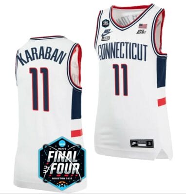 Alex Karaban Jersey UConn Huskies 2023 NCAA National Championship March Madness White #11