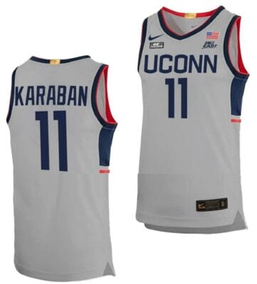 Alex Karaban Jersey UConn Huskies College Basketball Limited Gray #11